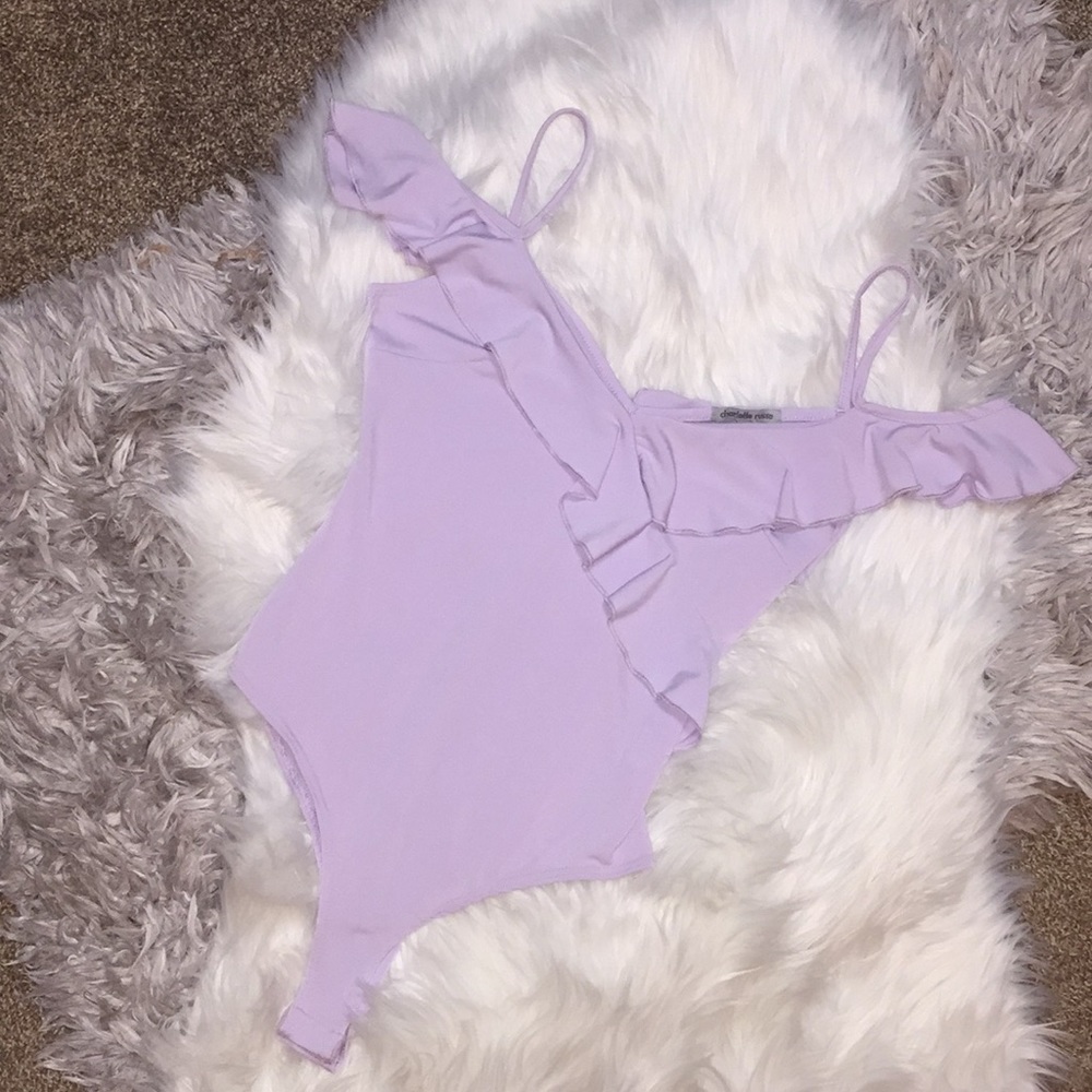 Charlotte Russe lavender off the shoulder bodysuit